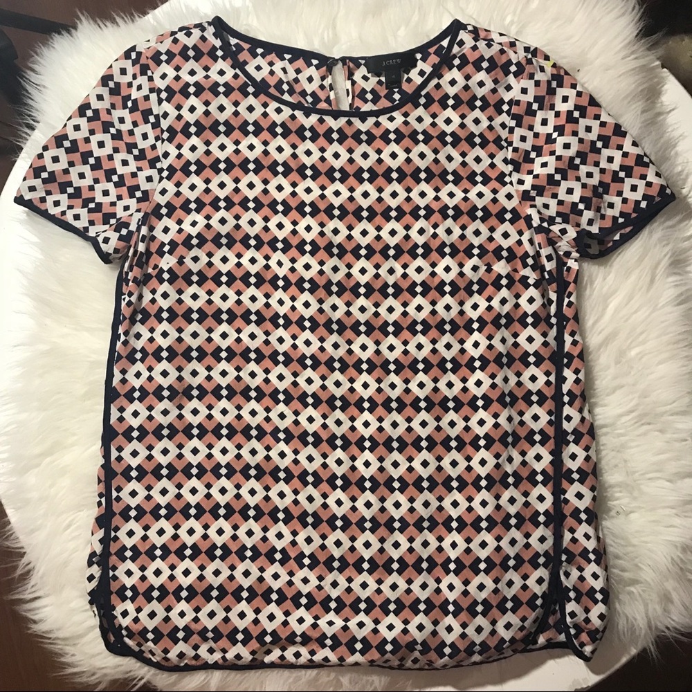 J.Crew Tipped Silk Tee in Diamond Tile - Picture 3 of 6